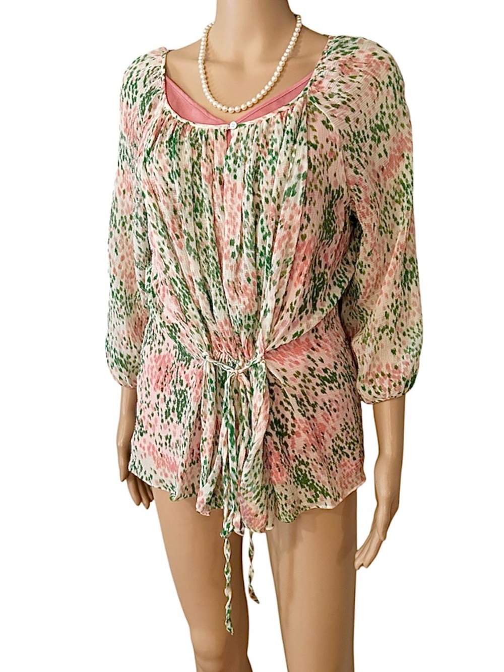 Talbots Women’s Size 16 Set, Pink Adjustable Tank and Sheer Long Sleeve Blouse